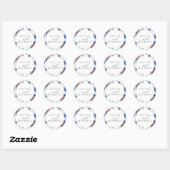 Sticker Rond Mauve et Navy Phoque Mariage floral bleu (Feuille)
