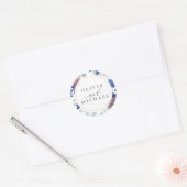 Sticker Rond Mauve et Navy Phoque Mariage floral bleu (Enveloppe)