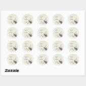 Sticker Rond mauve fleurs blanches verdure mariage (Feuille)