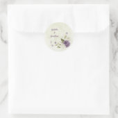 Sticker Rond mauve fleurs blanches verdure mariage (Sac)