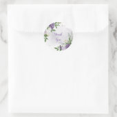 Sticker Rond mauve mauve blanc vert fleuri classique rond s (Sac)