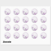Sticker Rond mauve pourpre et fleurs blanches (Feuille)