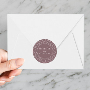 Sticker Rond Mauve violet moderne minimaliste Mariage botanique