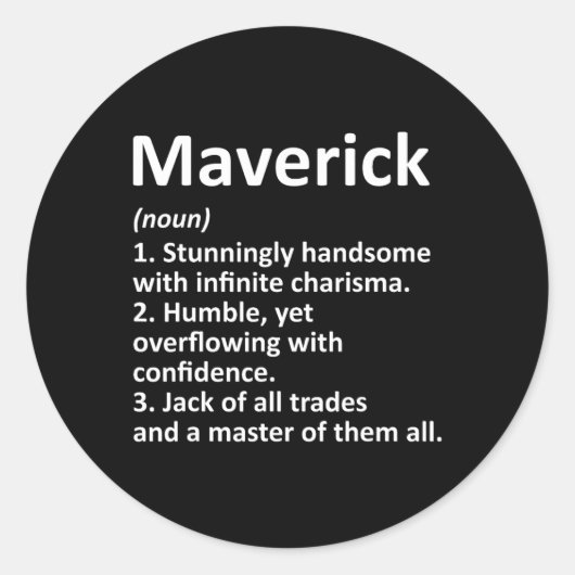 Sticker Rond Maverick Definition Personalized Name Funny Birthd (Devant)