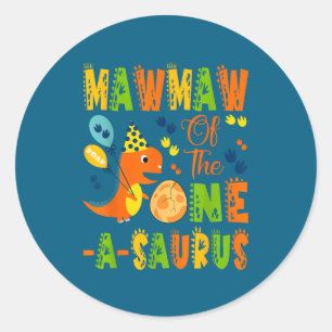 Sticker Rond Mawmaw du dinosaure d'anniversaire de one-a-saurus
