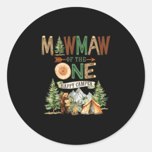Sticker Rond Mawmaw du premier anniversaire d'un campeur heureu