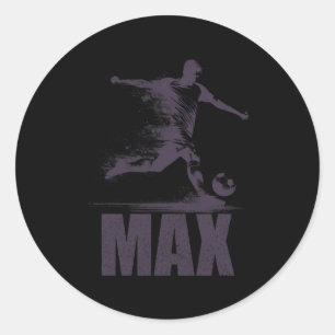 Sticker Rond Max Soccer Garçons Personnalisé Prénom Max T Shir