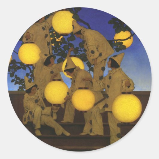 Sticker Rond Maxfield Parrish Les Porteuses de Lanternes 1908 V (Devant)