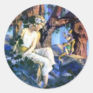 Sticker Rond Maxfield Parrish's Fair Princess et les Gnomes