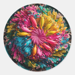 Sticker Rond Maximaliste imprimable Éclectique Abstrait coloré