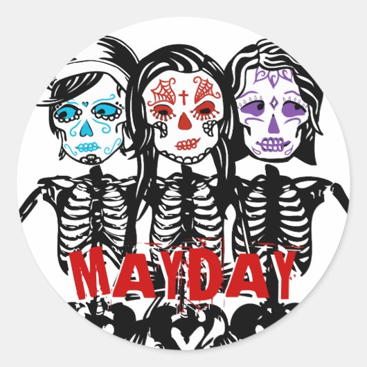 Sticker Rond mayday : couleur touchée (Devant)