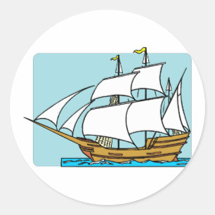 Sticker Rond Mayflower Voit Vers Plymouth