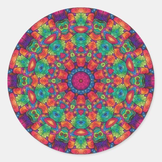 Sticker Rond Maze polychrome Mandala (Devant)