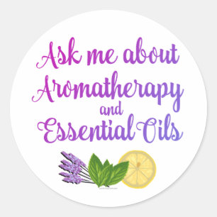 Sticker Rond Me demander Aromathérapie Essential Oils Business