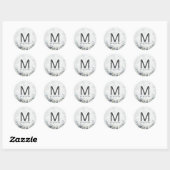 Sticker Rond Meadow Song fondu Fleur sauvage Monogramme Mariage (Feuille)