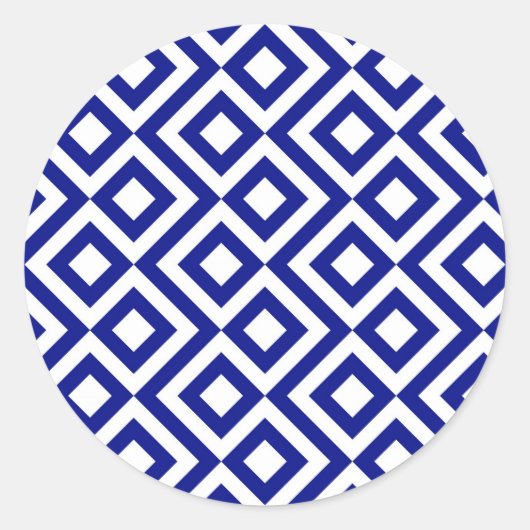 Sticker Rond Meander bleu et blanc (Devant)