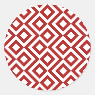 Sticker Rond Meander rouge et blanc