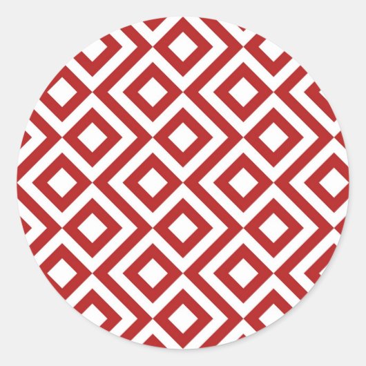 Sticker Rond Meander rouge et blanc (Devant)