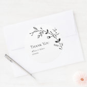 Sticker Rond Meandering Vine Wedding Favoriser Noir et Blanc (Enveloppe)