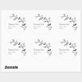 Sticker Rond Meandering Vine Wedding Favoriser Noir et Blanc (Feuille)