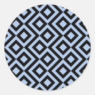 Sticker Rond Méandre bleu-clair et noir