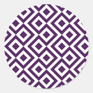 Sticker Rond Meandre violet et blanc