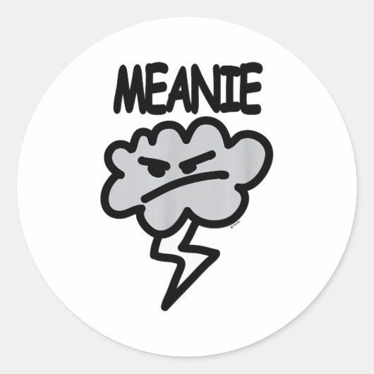 Sticker Rond Meanie Cloud Lightning Funny (Devant)