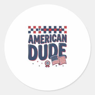 Sticker Rond mec américain patriotique vintage conception de t-