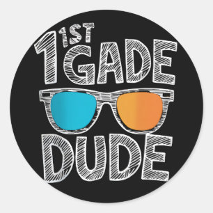 Sticker Rond Mec de 1re année retour à l'école élève de premièr