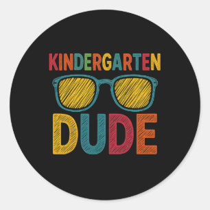 Sticker Rond Mec de maternelle drôle premier jour de rentrée de