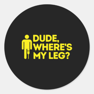 Sticker Rond Mec où est My Leg Amputee Handenes