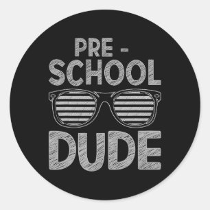 Sticker Rond Mec Pré-k Étudiant 1er Jour Retour À L'École