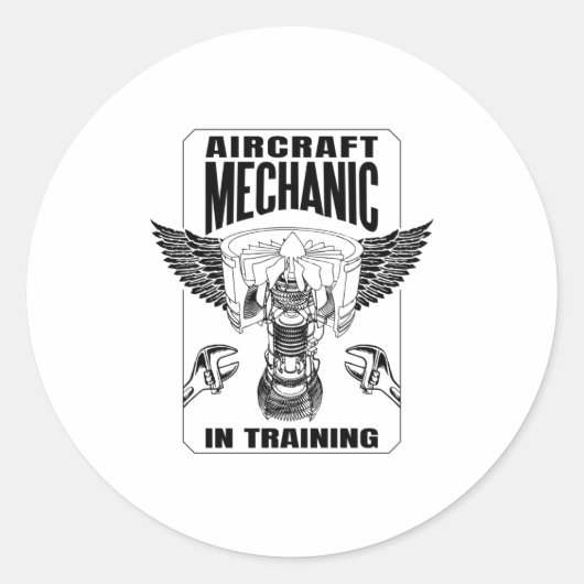 Sticker Rond Mécanicien d'aéronef en formation (Devant)