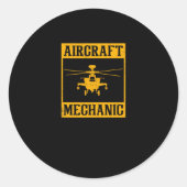 Sticker Rond Mécanique d'aéronef et mécanicien d'avion (Devant)
