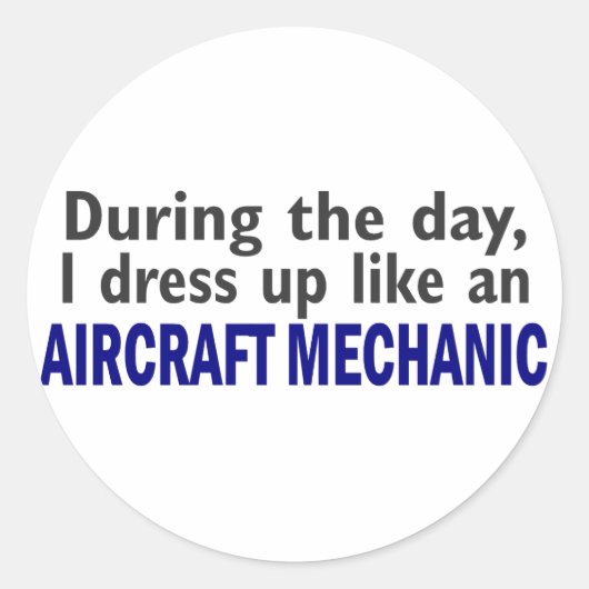 Sticker Rond Mécanique D'Aéronefs En Journée (Devant)