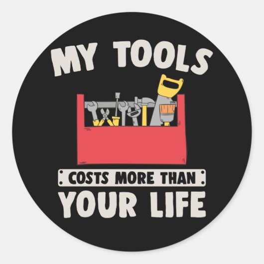 Sticker Rond Mécanique Mari Handyman Papa Outils (Devant)