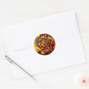 Sticker Rond Mécanisme Solaire Steampunk Abstrait