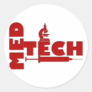 STICKER ROND MED TECH MICROSCOPE SYRINGE (TECHNOLOGUE MÉDICALE)