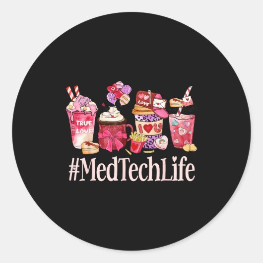 Sticker Rond Med Tech Women Coffee Lovers Funny Valentine's Day (Devant)