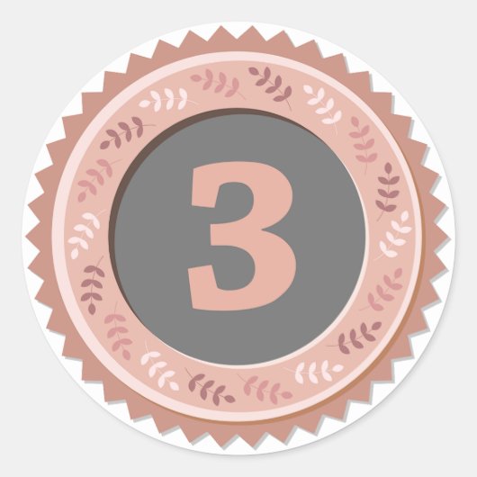 Sticker Rond Médaille de bronze de 3e place Sombre (Devant)