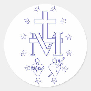 Sticker Rond Médaille de Notre-Dame de Grâces Art Fin Miraculeu