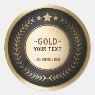 Sticker Rond MÉDAILLE DIY IMPRESSION PERSONNALISÉE Or #1 Champi