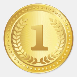 Sticker Rond Médaille d'or 1ère place bouton gagnant