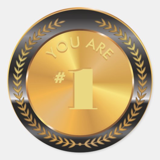 Sticker Rond Médaille d'or classique personnalisable. Vous êtes (Devant)