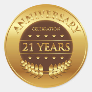 Sticker Rond Médaille d'or du 21° anniversaire