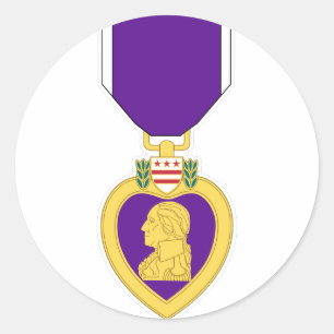 Sticker Rond Médaille du coeur pourpre