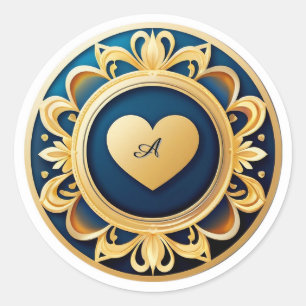 Sticker Rond Médaillon à coeur en or