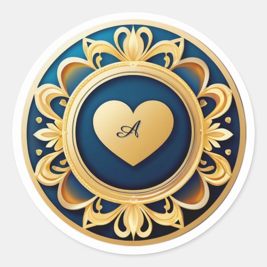 Sticker Rond Médaillon à coeur en or (Devant)