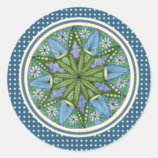 Sticker Rond Médaillon bleu et vert clair