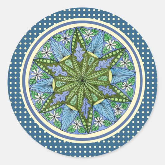 Sticker Rond Médaillon bleu et vert clair (Devant)